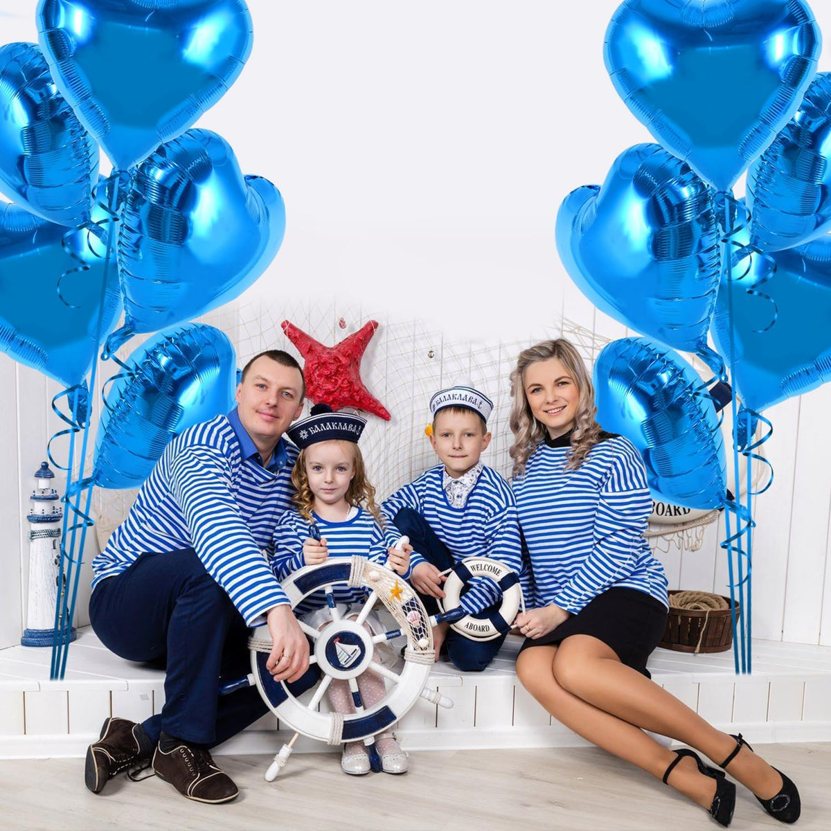 TONIFUL 30Pcs 18 Inch Blue Heart Balloons Blue Heart Shape Foil Mylar Balloons Decoration for