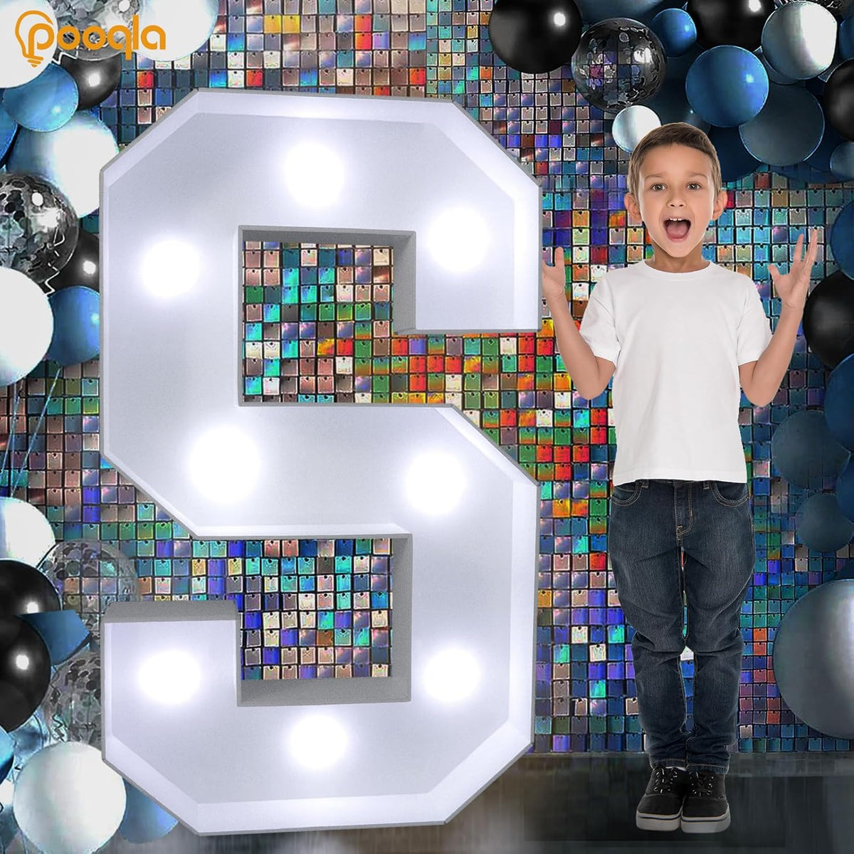 Pooqla 3FT Marquee Light Up Letters, Cool White and Warm White LED Big Mosaic Marquee Letters 3