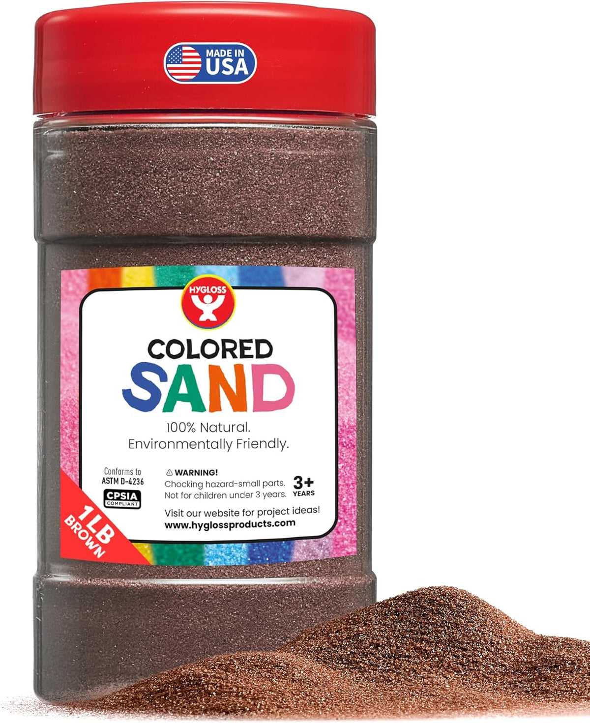 Hygloss Colored Sand for Crafts – 1 lb Bottle, Brown – Vibrant Colorful Fine Sensory Play Sand Art