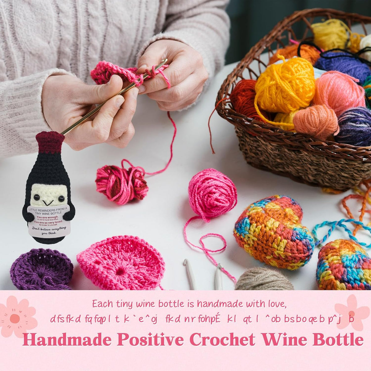 Handmade Mini Wine Crochet,Birthday Gift for Wine Lovers,Funny Emotional Support Crochet