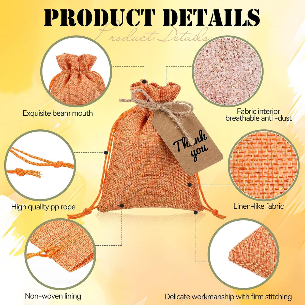 Woanger 100 Pcs Burlap Gift Bags with 100 Pcs Kraft Paper Gift Tags Drawstring Favor Bulk Burlap