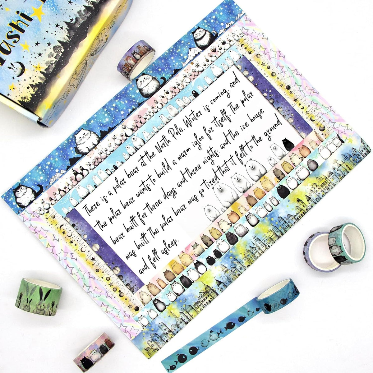 Cute Washi Tape Set - 24 Rolls Kawaii Animals Decorative Washi Tape for Scrapbooking Supplies