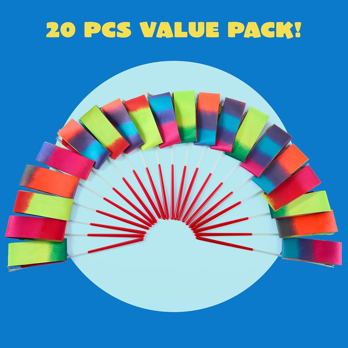 JOYIN 10 Pcs Ribbon Dancing Wands Party Favors Set, Dance Ribbon Gymnastics Ribbon Wand, Princess