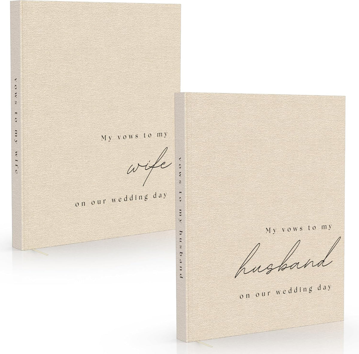 Wedding Vow Books His and Hers - 2 Pack Personalized His & Hers Book - Linen Hardcover Bride and