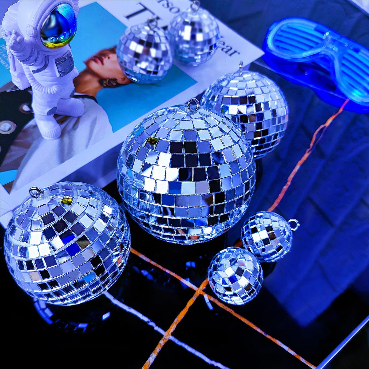 54 Pcs Mini Silver Disco Balls - Hanging Mirror Ornaments for Party, Wedding, Christmas Supplies