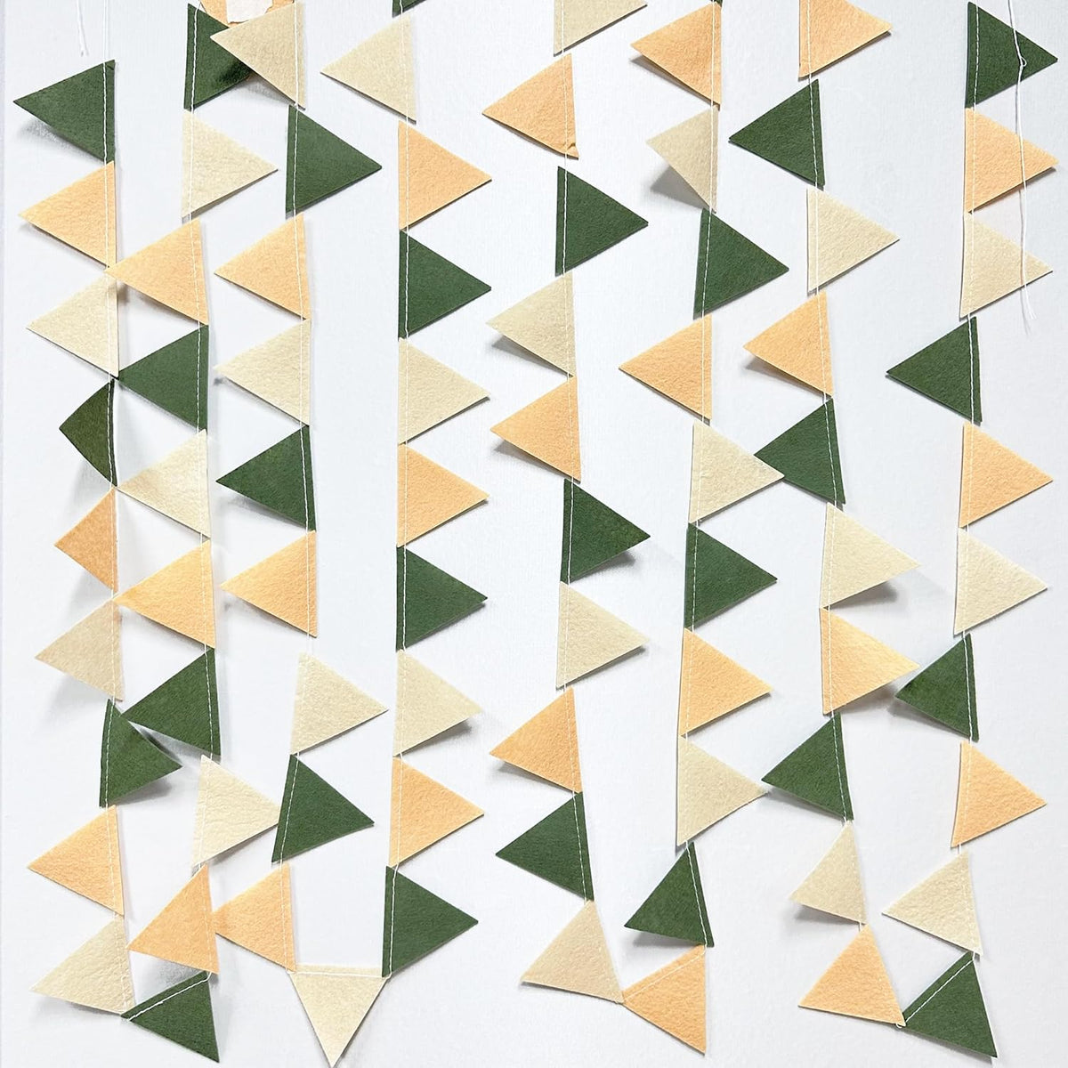 Sage Green Party Decorations Olive Green Tan Brown Cream Felt Hanging Triangle Mini Bunting Pennant