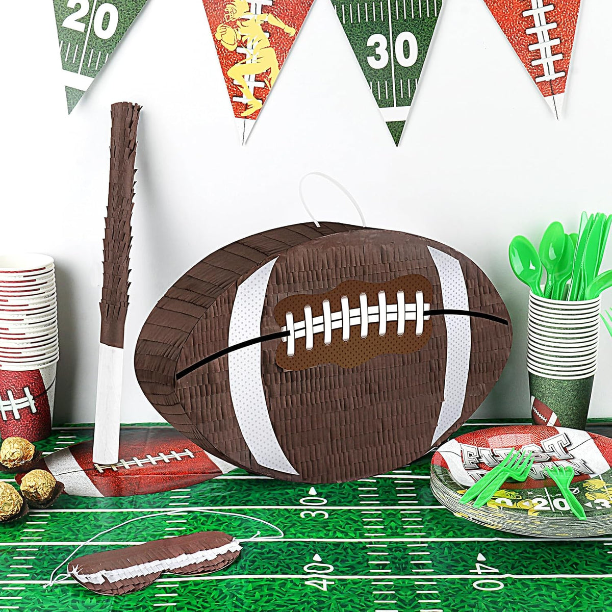 Football Pinata with Pinata Stick & Hanging Football Party Decorations Footballs Games for Boys