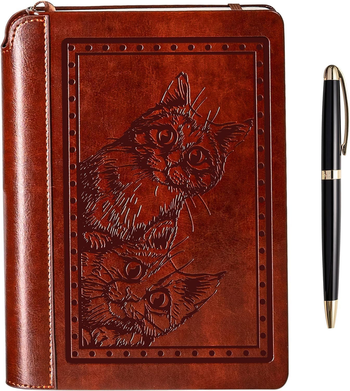 SETTINI® Lined Journal - Cat Journal for Writing Gift Set - Hardcover Vegan Leather, Includes