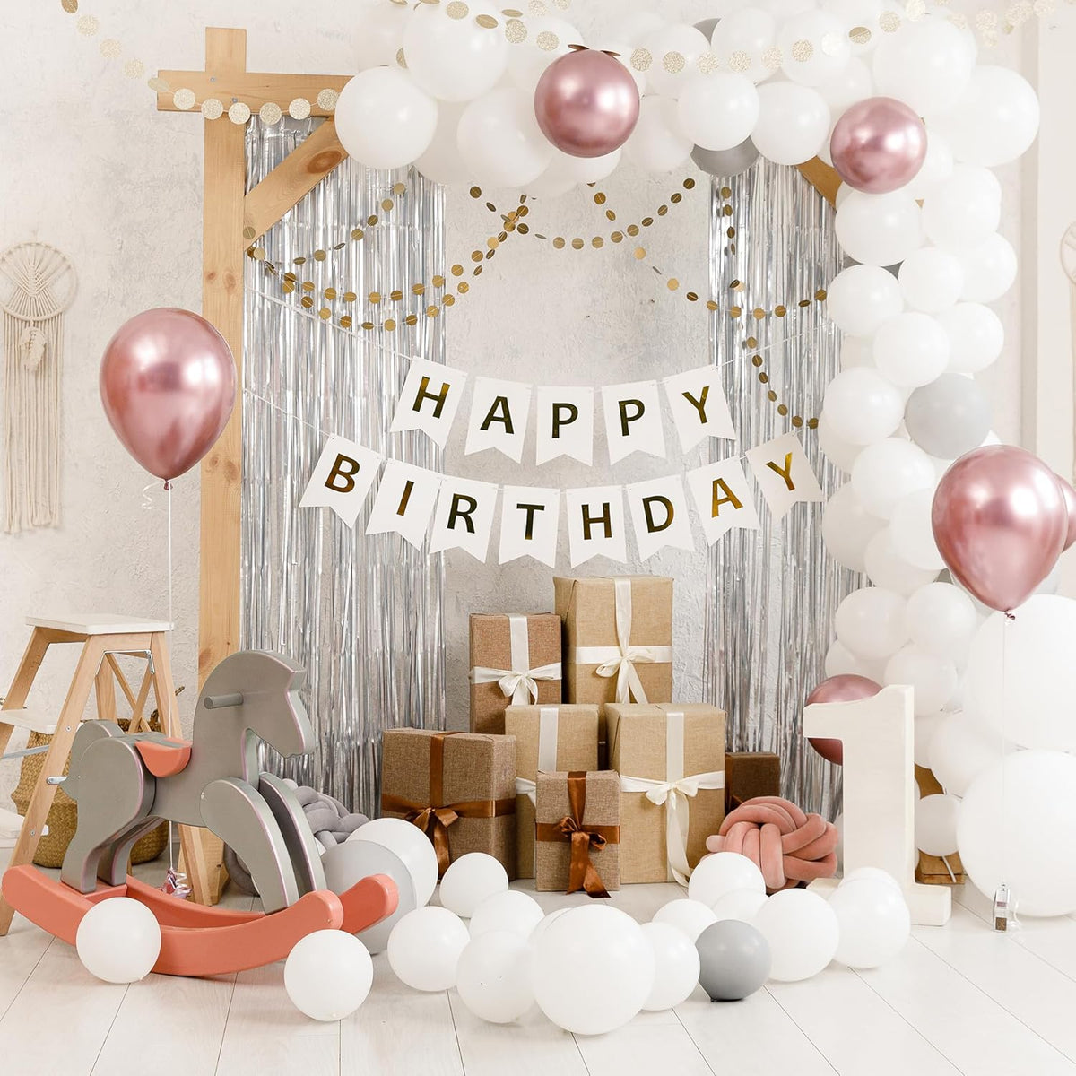 Crosize 3 Pack 3.3 x 9.9 ft Silver Foil Fringe Backdrop Curtain, Streamer Backdrop Curtains
