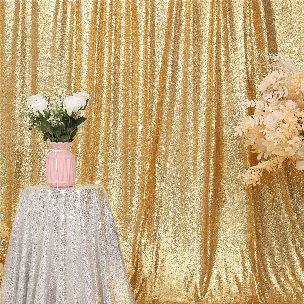 Eternal Beauty Gold Sequin Backdrop, 10x10 Ft Glitter Background Curtains for Shimmer Photography