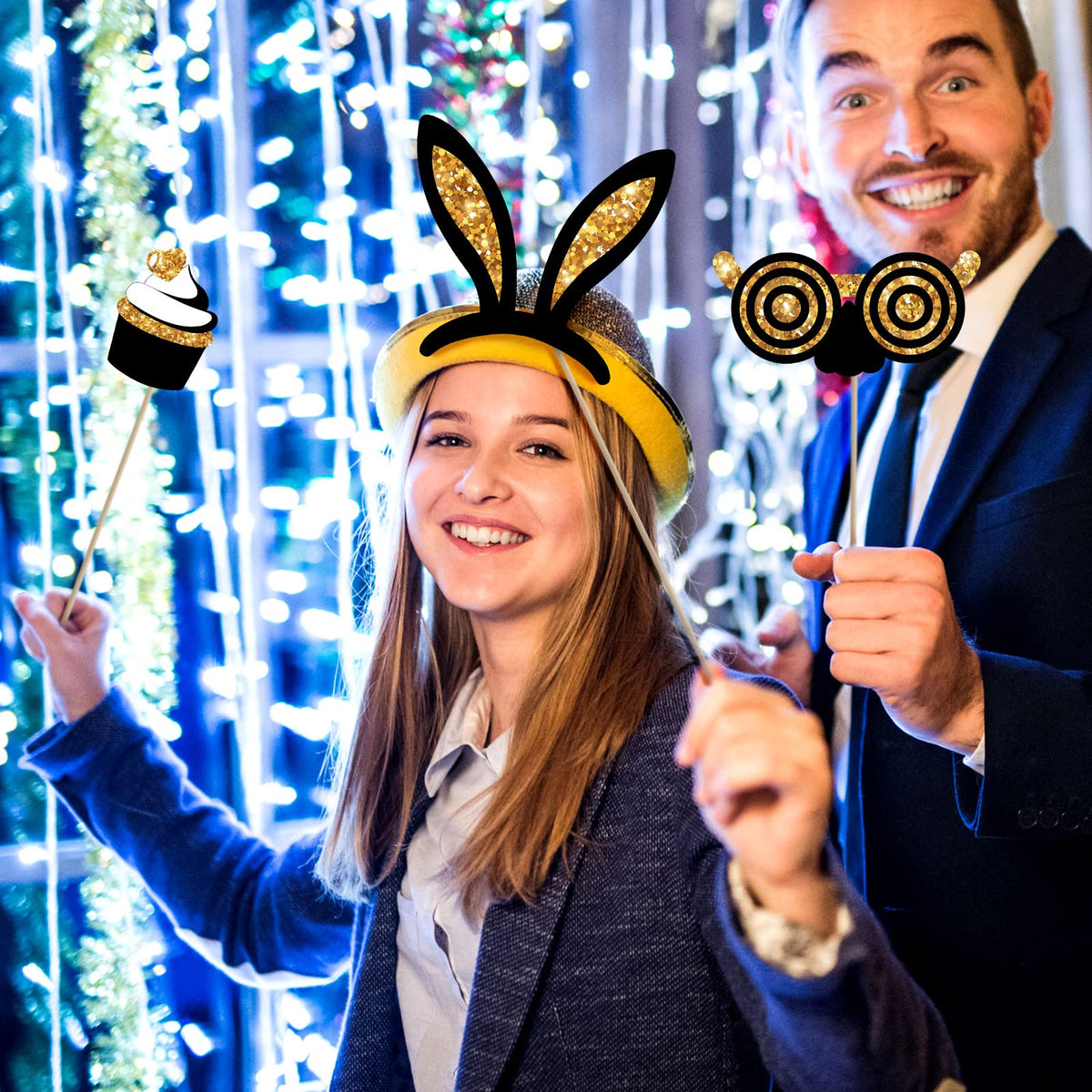 Zonon 24 Pcs Funny Photo Booth Props Birthday Wedding Family Class Reunion Prom Disco Party