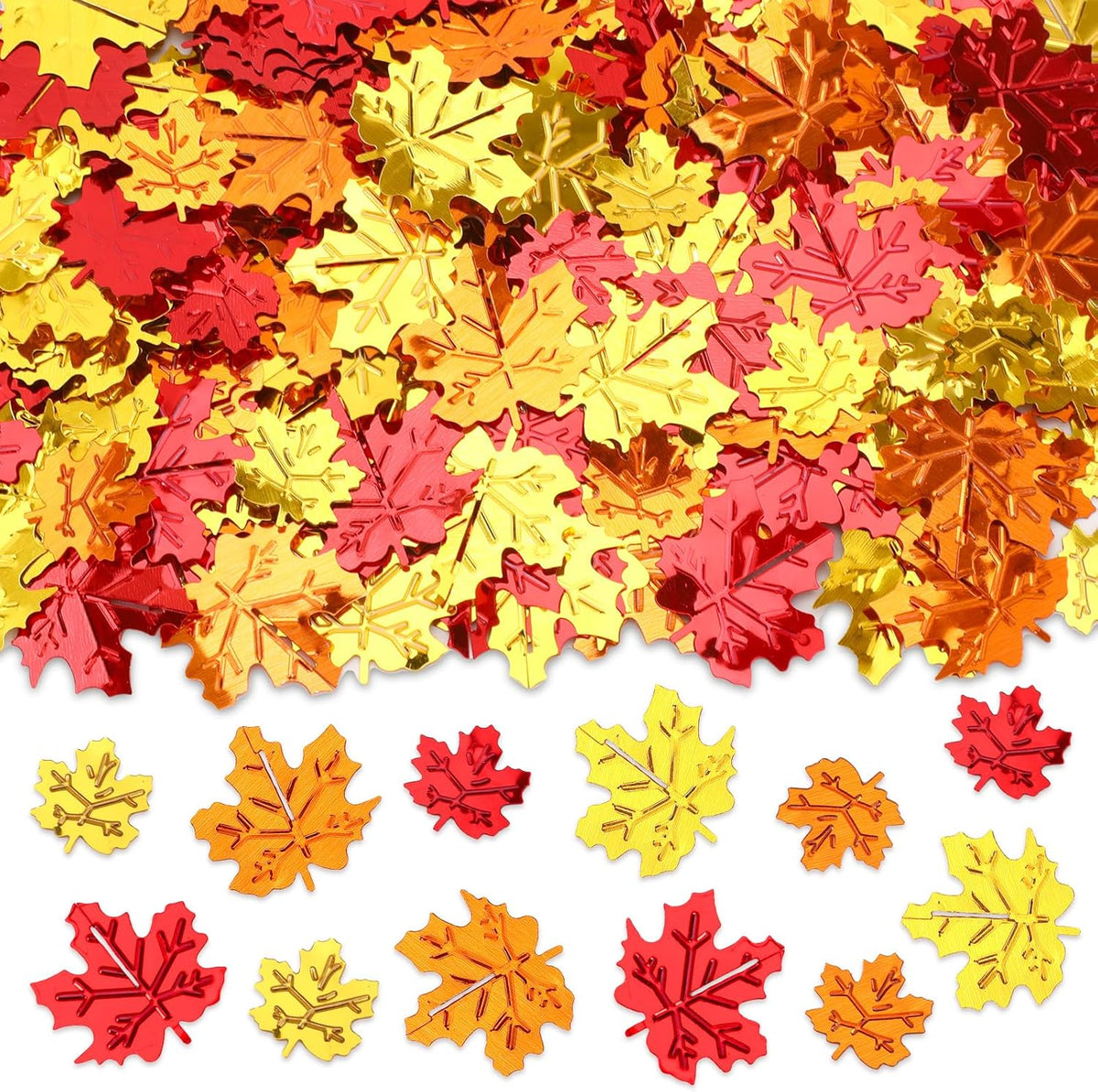 MARFOREVER Fall Glitter Confetti, Thanksgiving Metallic Foil Maple Leaves Fall Party Decorations