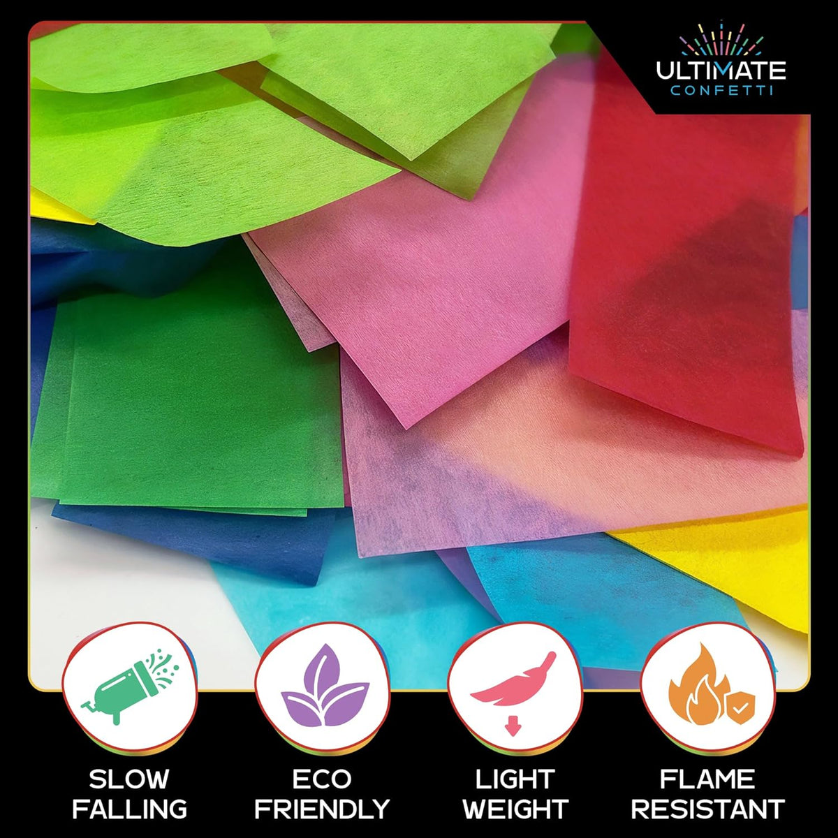 Multicolor Biodegradable Confetti - Rectangular Fluttering Tissue Paper Confetti for Cannon and