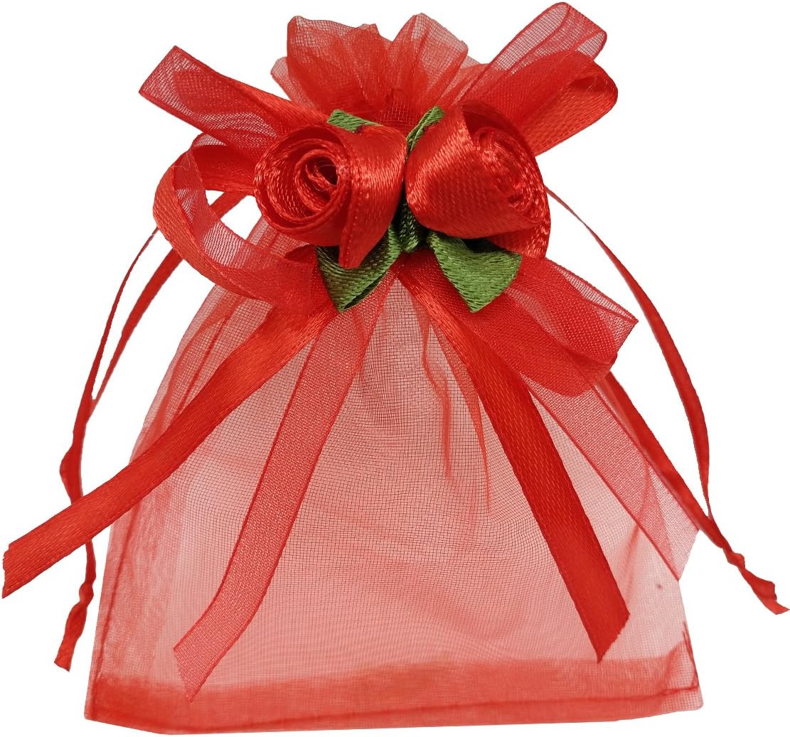 Ankirol 50pcs Sheer Organza Favor Bags For Wedding 3.8x4.8'' Gift Bags Samples Display Drawstring
