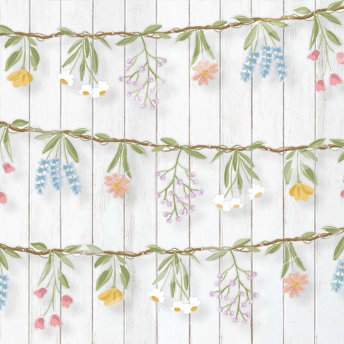 Cheerland 3pcs Wildflower Garland Flower Banner Floral Party Decorations Waterproof Banner Reusable