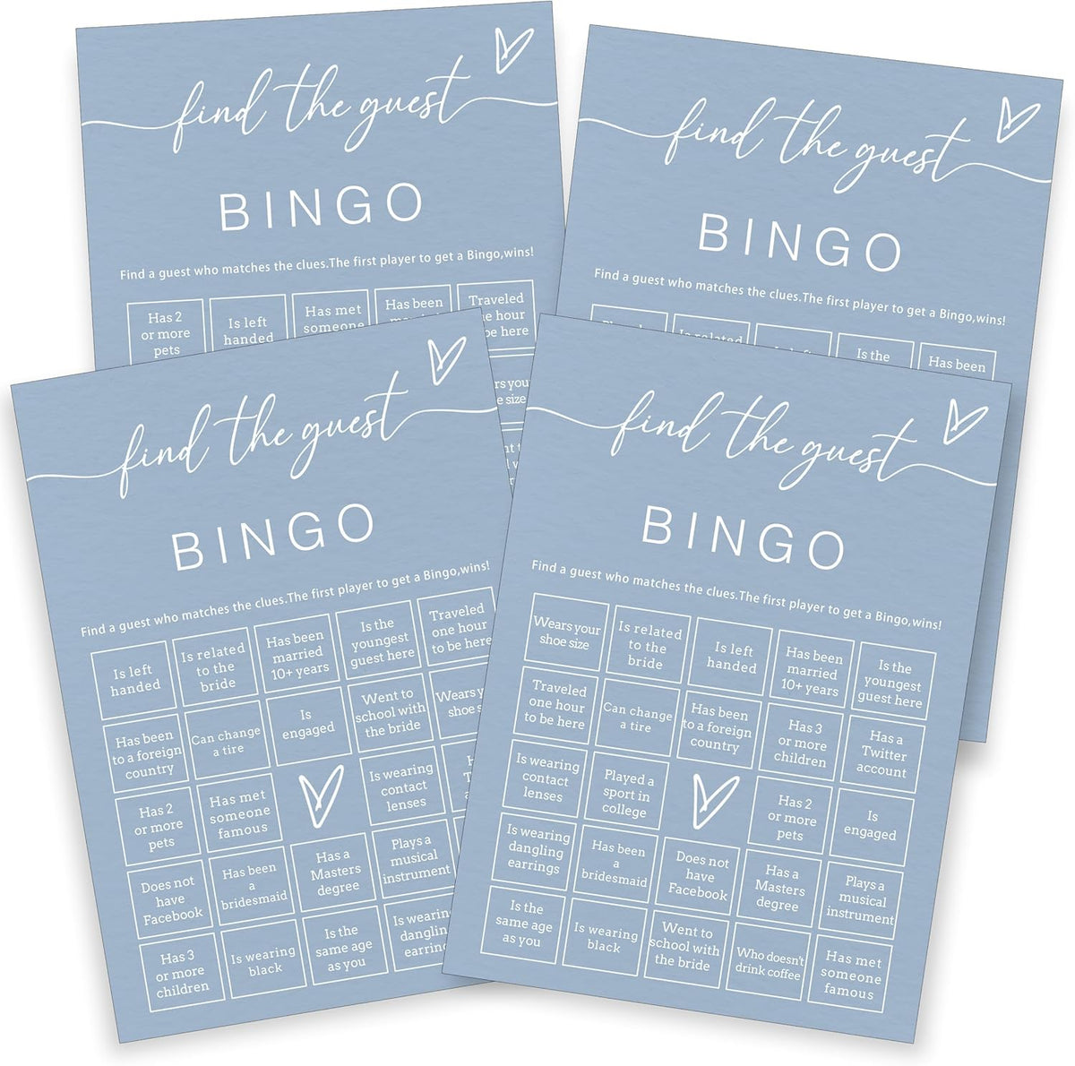 Fun Wedding Shower Bingo 25Pcs Prefilled Find The Guest Bingo Game Cards Engaging Bridal Party