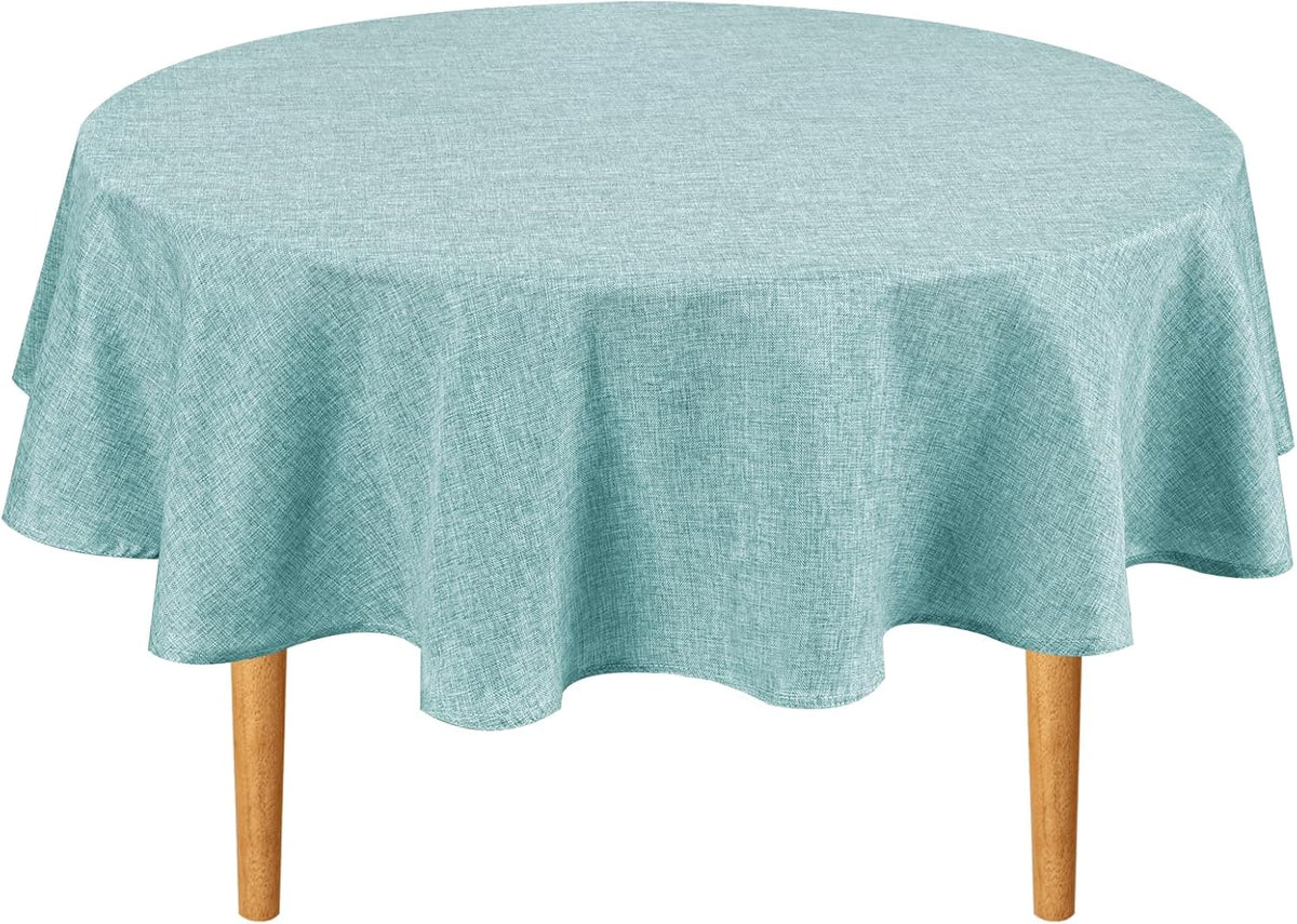 Hiasan Linen Tablecloth 80 Inch Round - Wrinkle and Stain Resistant Washable Polyester Fabric Table
