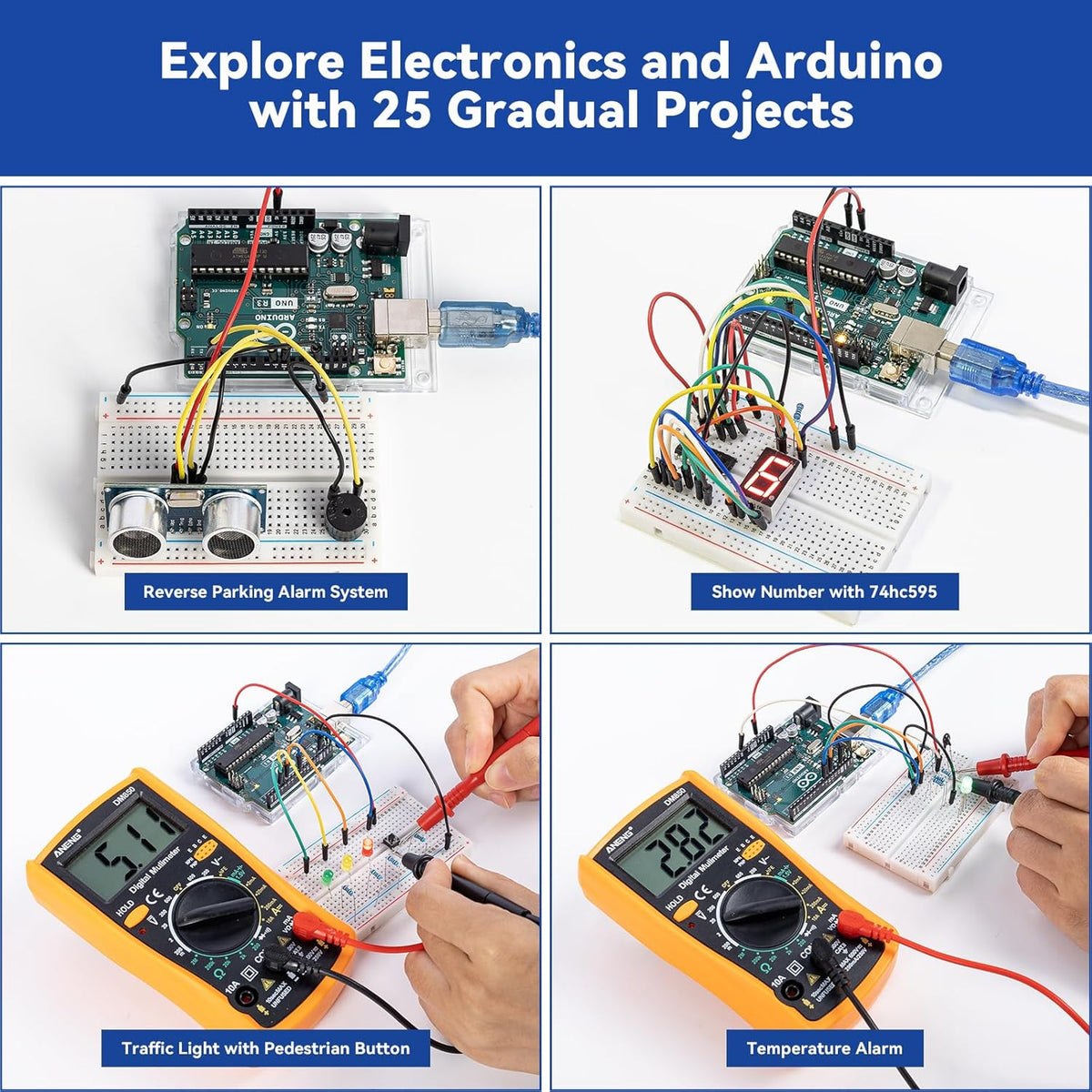 SunFounder Beginner's Lab Starter Kit with Original Arduino Uno R3 REV3 Board Multimeter Basic to