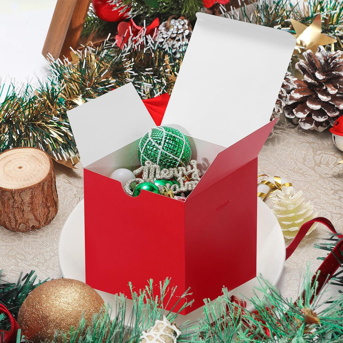 DOYIDE Small Gift Boxes, 20 Pack 5x5x5 Inch Red Elegant Paper Boxes with Ribbons, Crafting