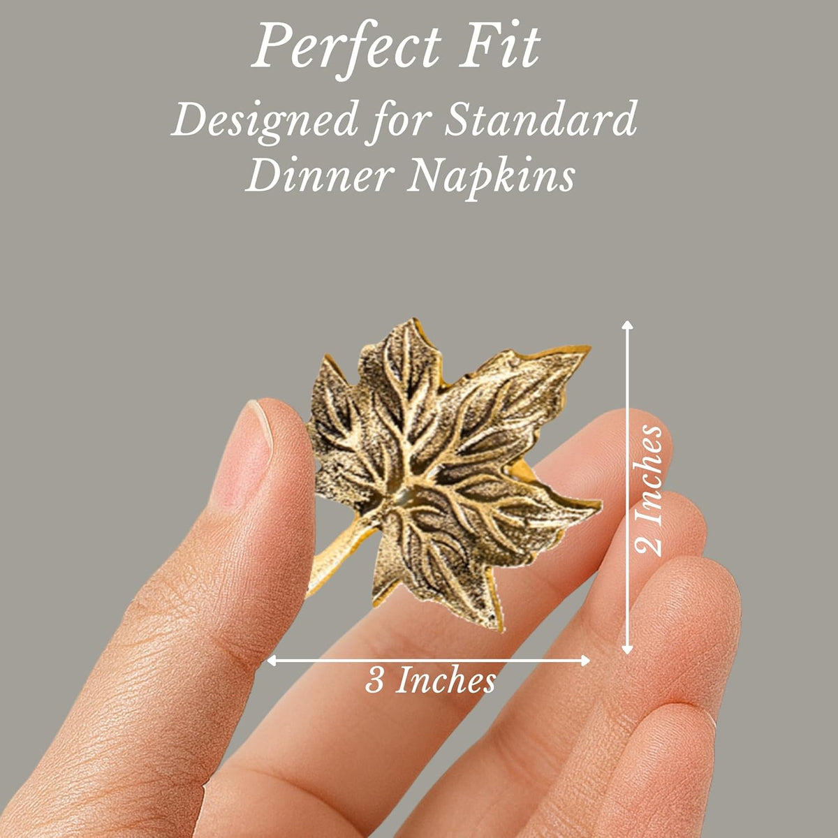 12-Piece Metal Napkin Rings - Antique Gold Harvest Leaf Napkin Rings - Decorative Table Accents for