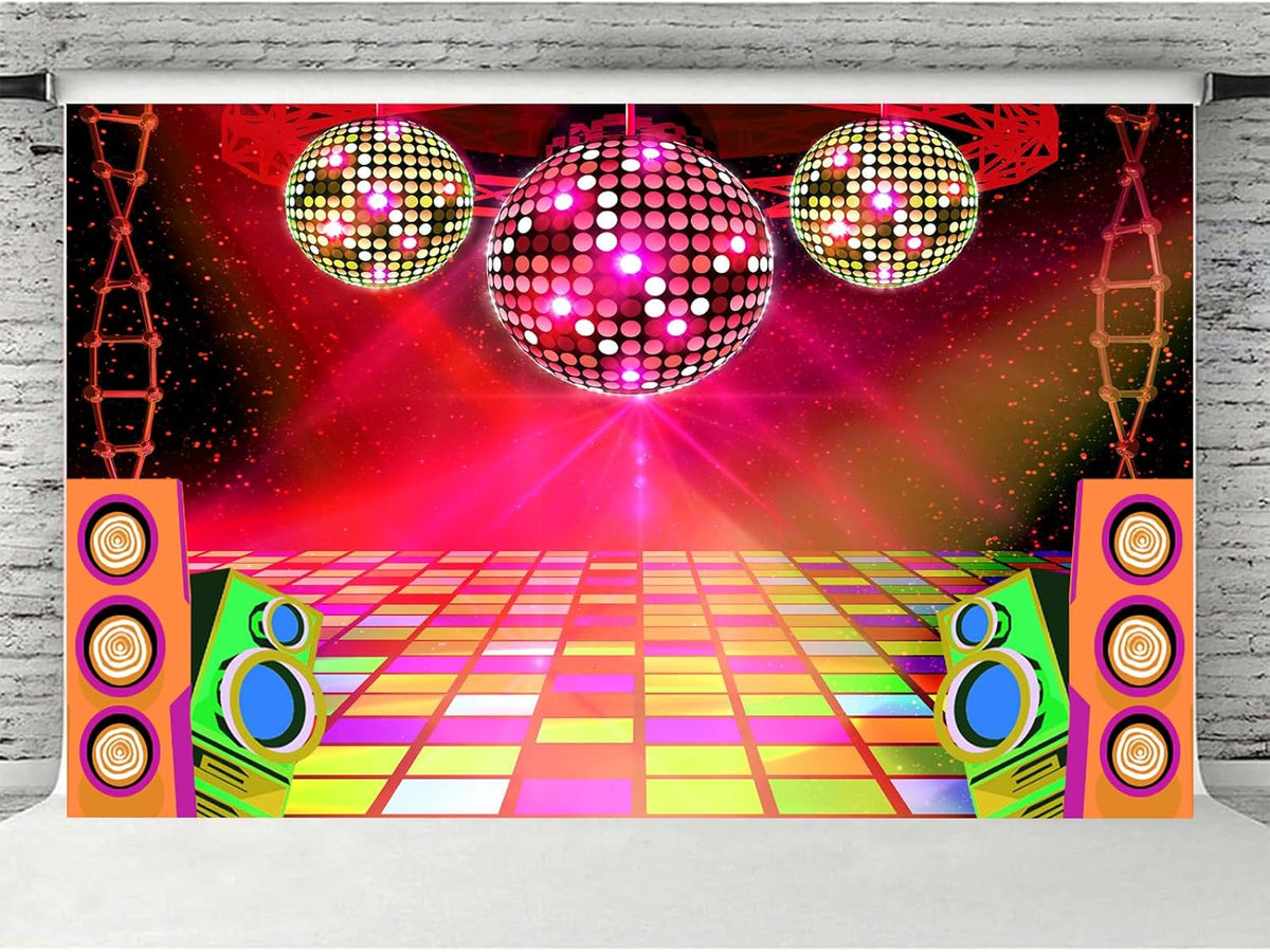 Dance Party Backdrop Retro 80s 90s Theme Stage Dance Ball Music Birthday Party Decoration DJ