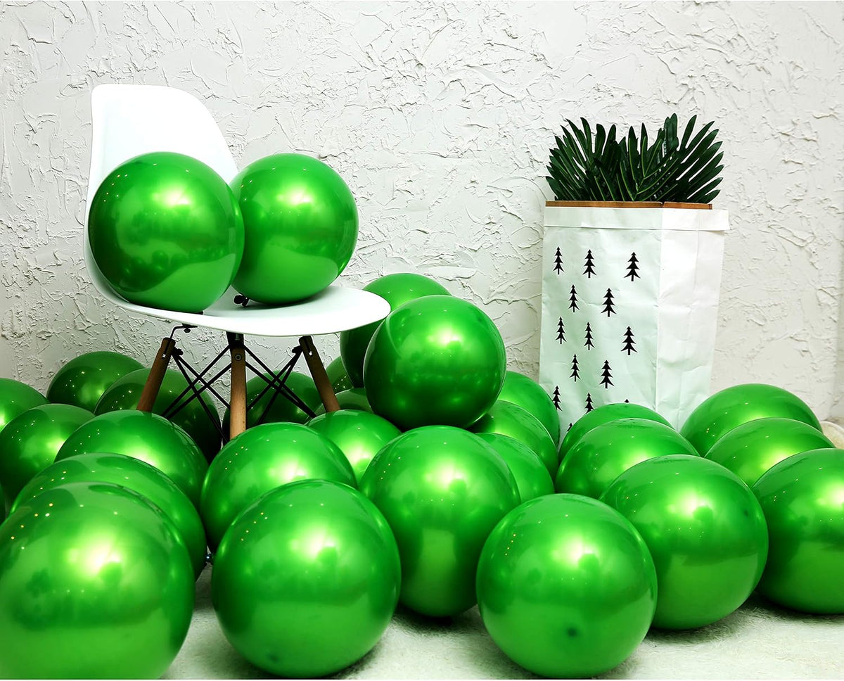 Metallic green balloons 50 pcs 12 inch light green balloons Double layer chrome green balloons are