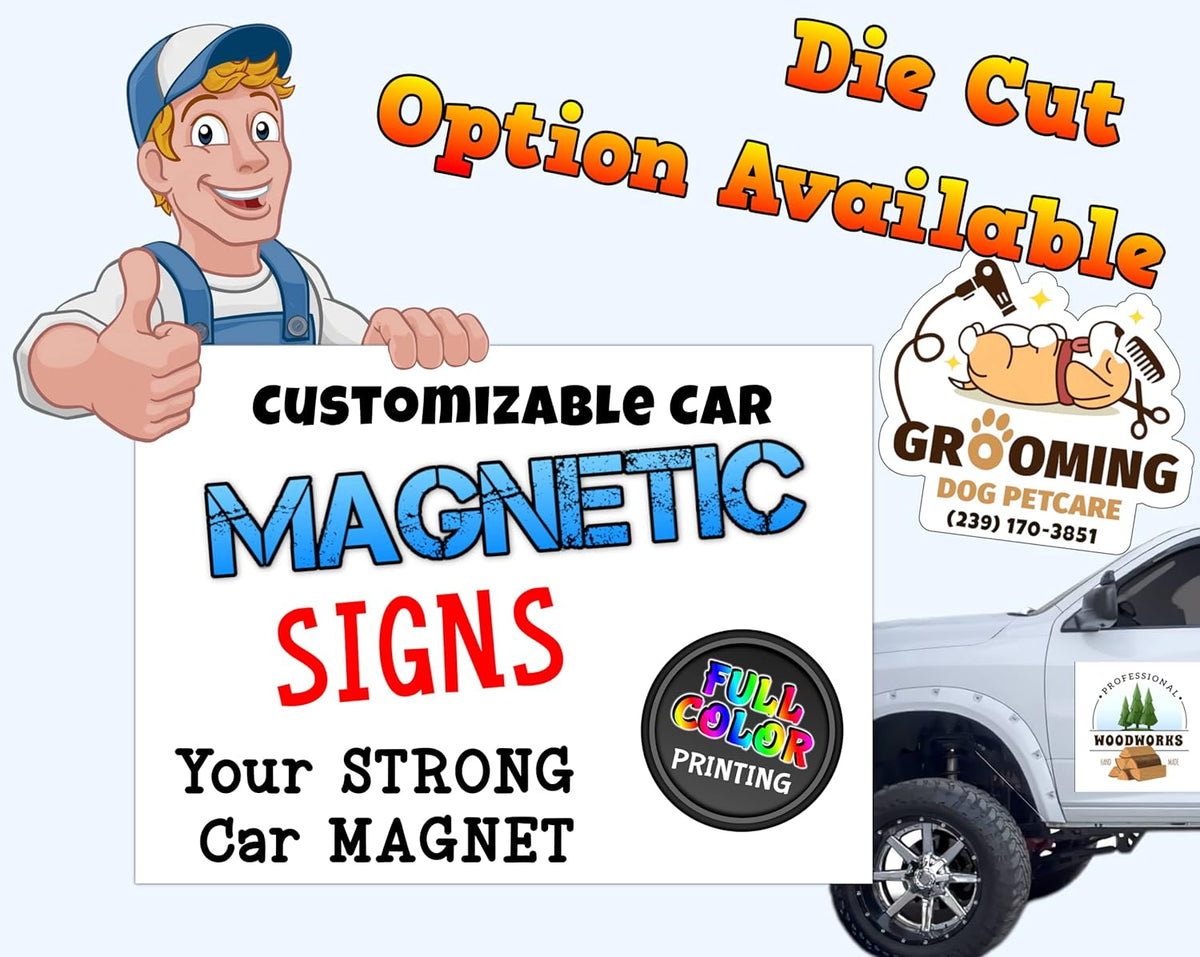 Die Cut Custom Car Magnet Sign | Personalized Logo for Your Car Van Truck | Advertise Your Business