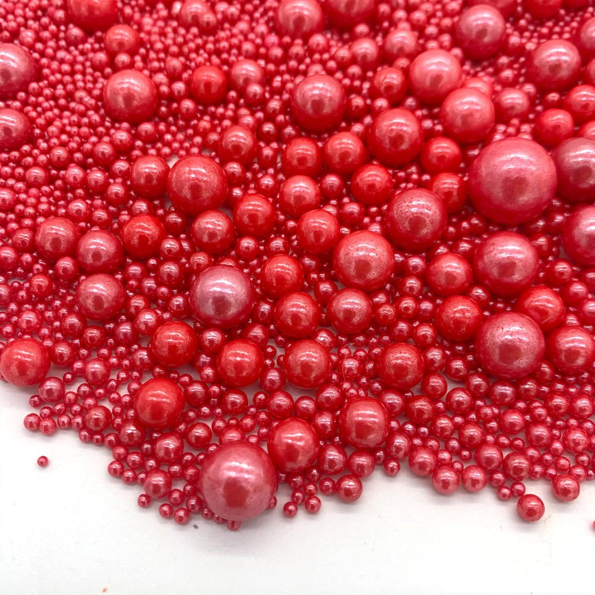 Weraru Edible Red Pearl Sugar Sprinkles Candy Mixing Size Baking Edible Cake Decorations Cupcake