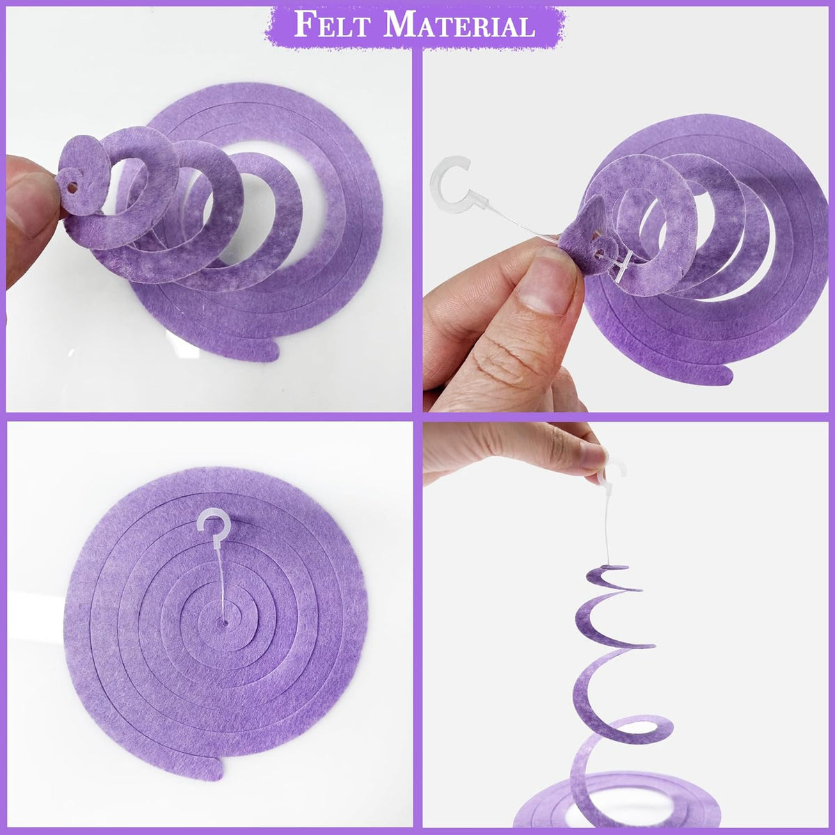 36 Pcs Pastel Hanging Swirl Decorations Pastel Color Felt Swirl Streamer Spiral Ceiling Decorations
