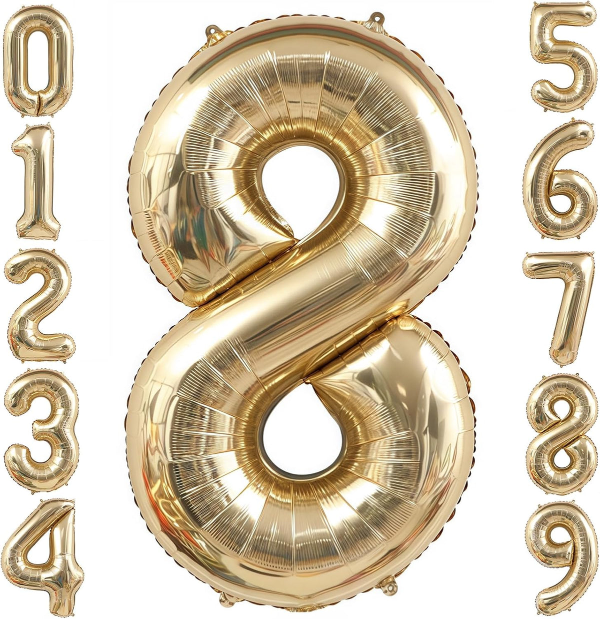 Champagne Gold 8 Balloon,40 Inch Light Gold Number 8 Balloon Big Foil Mylar Helium 8 Balloon for