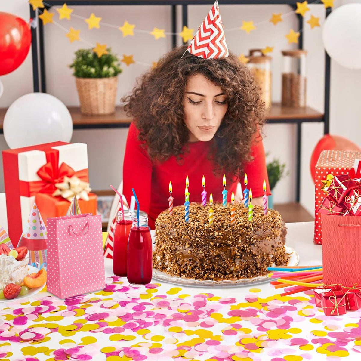 RYKOMO 10000 Pieces 1 Inch Round Tissue Paper Table Confetti Dots 3.5oz Multicolor Round Tissue