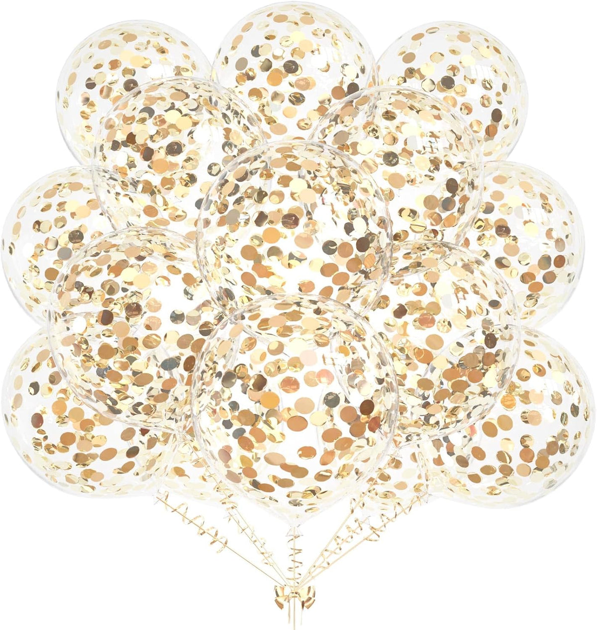 50pcs Light Gold Foil Confetti Balloons,12 inch Latex Balloon with Light Gold Confetti Inside for