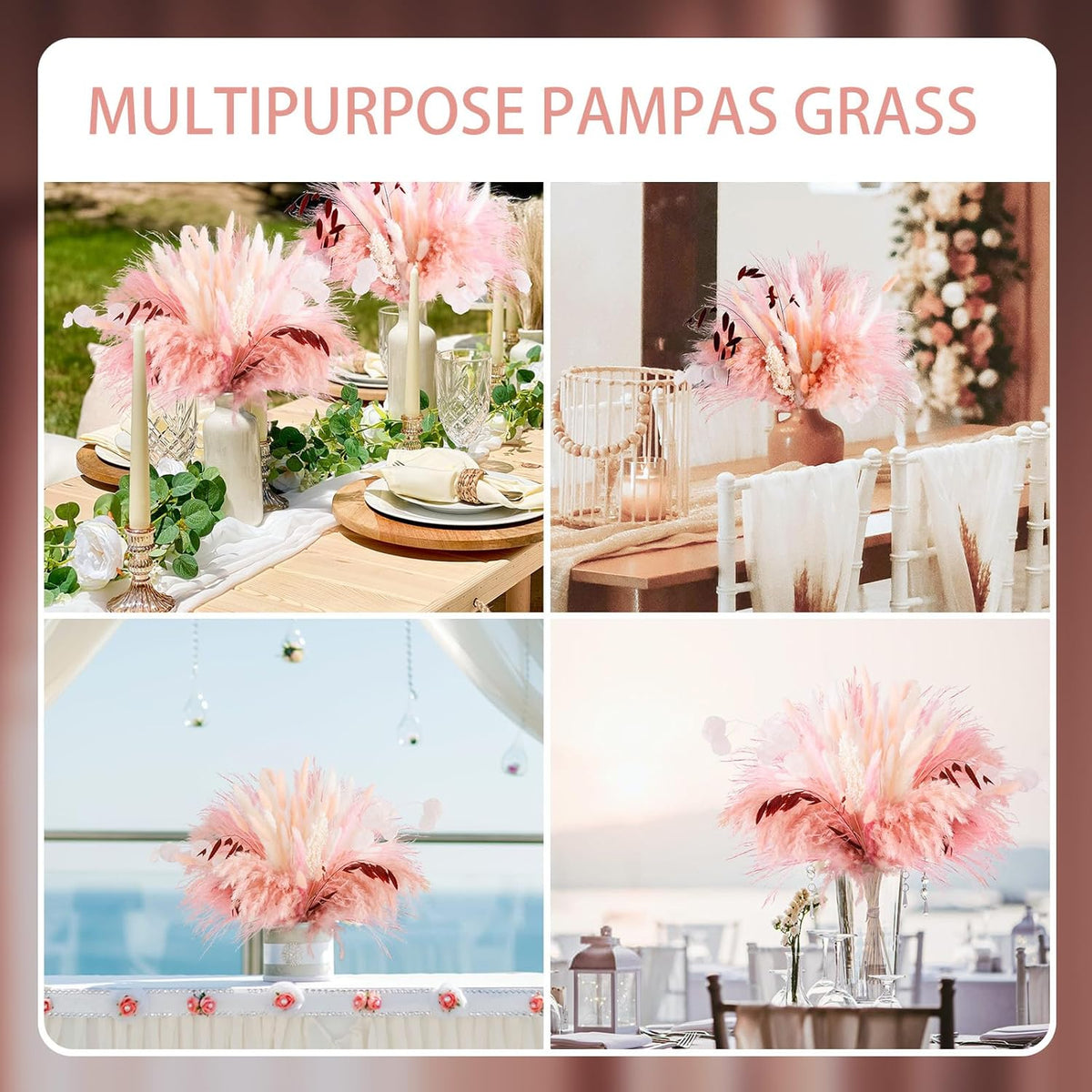 N&T NETING 85Pcs Pink Pampas Grass Decor, Natural Dried Floral Pampas Grass, Boho Home Decor
