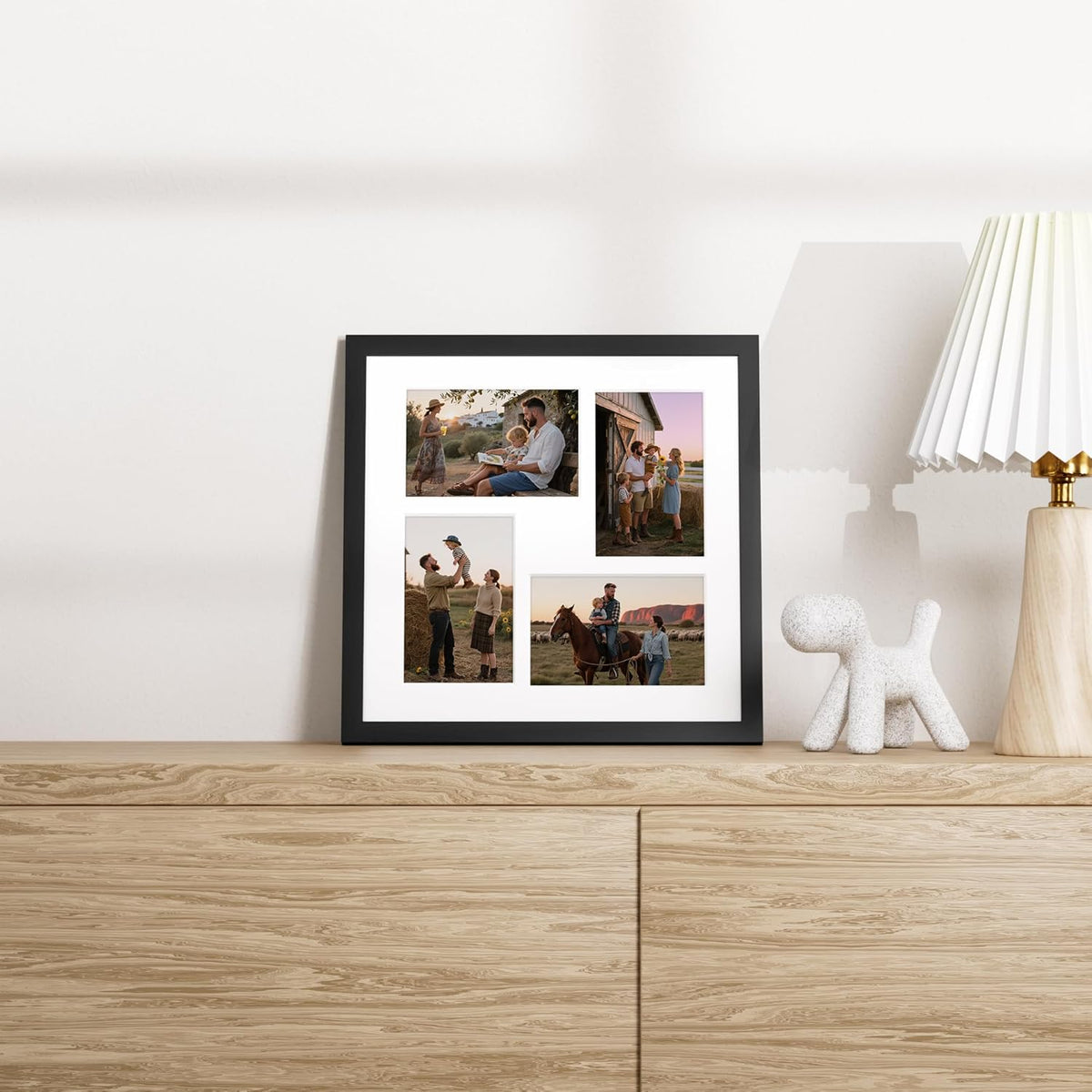 Vittanly 12x12 Collage Picture Frame, Displays 4Pcs 4x6 Pictures with Mat, Picture Frames Collage
