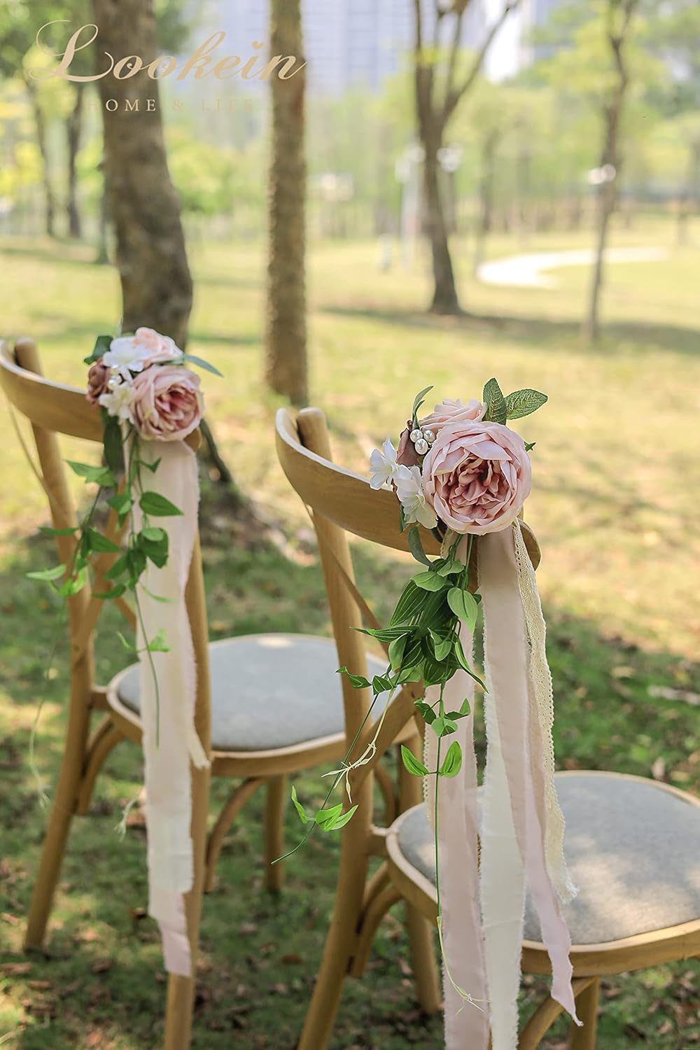 Lookein Set of 8 Pew Flowers for Wedding Ceremony Chair Decorations Bench Decoration Wedding Aisle