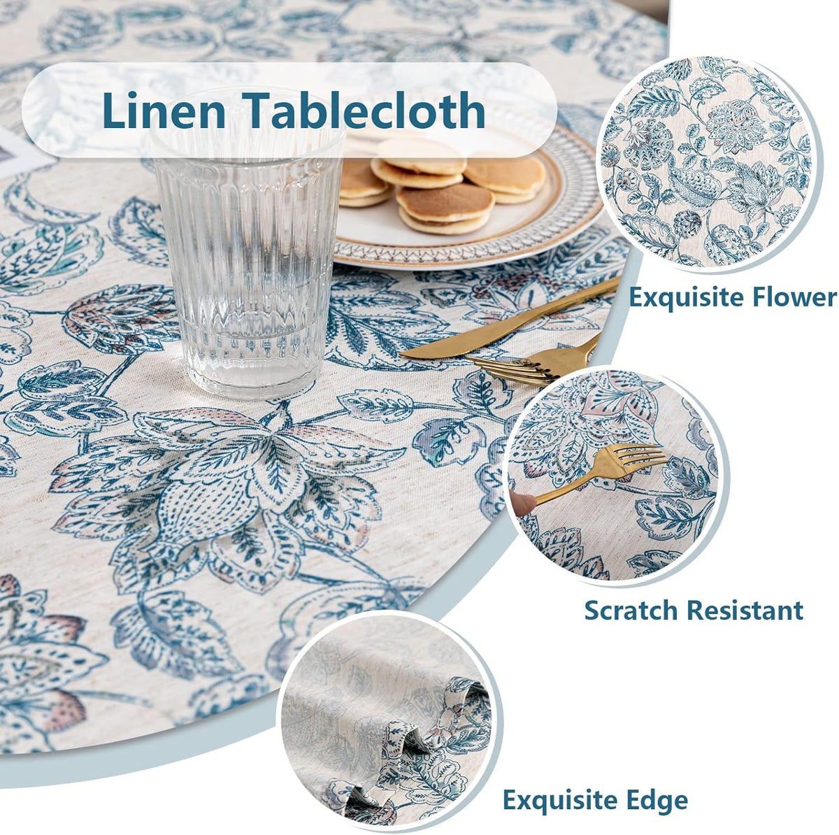 MYSKY HOME Waterproof Tablecloth Rectangle 60x102 Inch Rustic Burlap Tablecloth Spring Floral Linen
