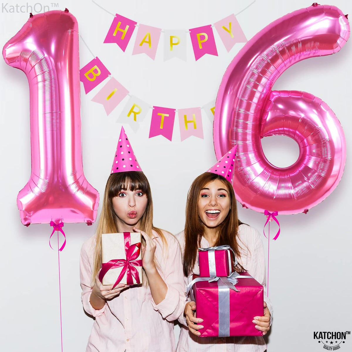 KatchOn, Hot Pink 16 Balloon Numbers - Huge, 40 Inch | Sweet 16 Decorations Hot Pink | Number 16