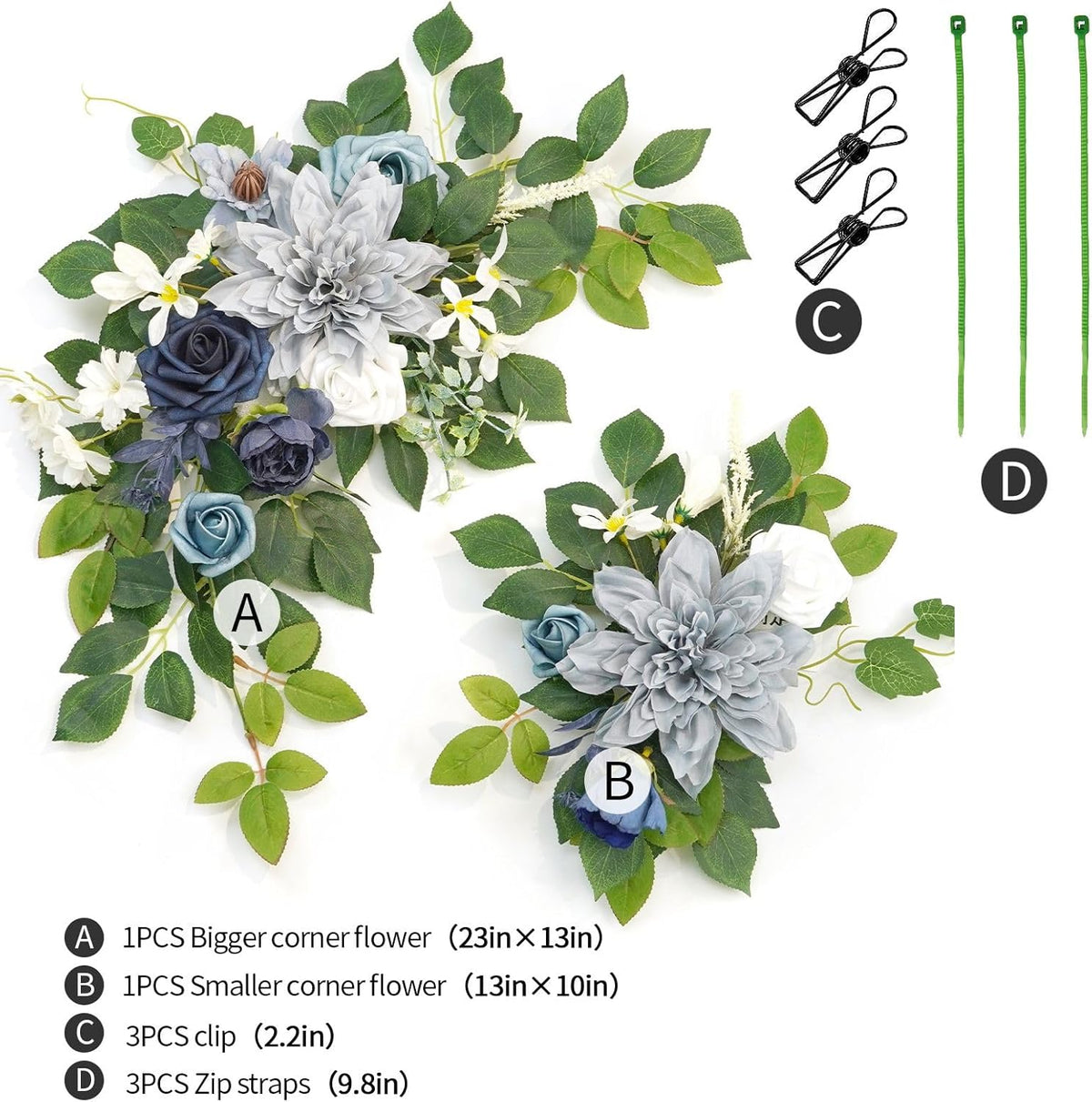 Wedding decor (pack of 2) Welcome Sign Flower Backdrop Garland For Ceremony Reception Wall Easel