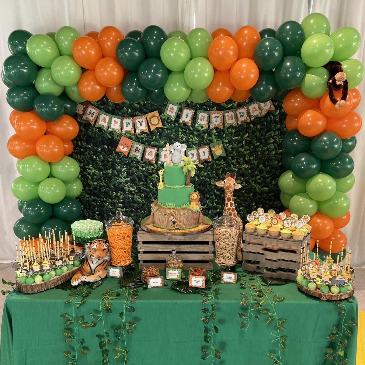 110pcs Dark Green Balloons 12 Inch Green Latex Balloon Arch Kit for Birthday Baby Shower