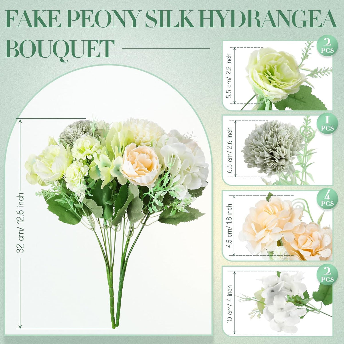 Tigeen Artificial Flowers Artificial Peonies Silk Flowers Faux Peony Fake Peony Silk Hydrangea