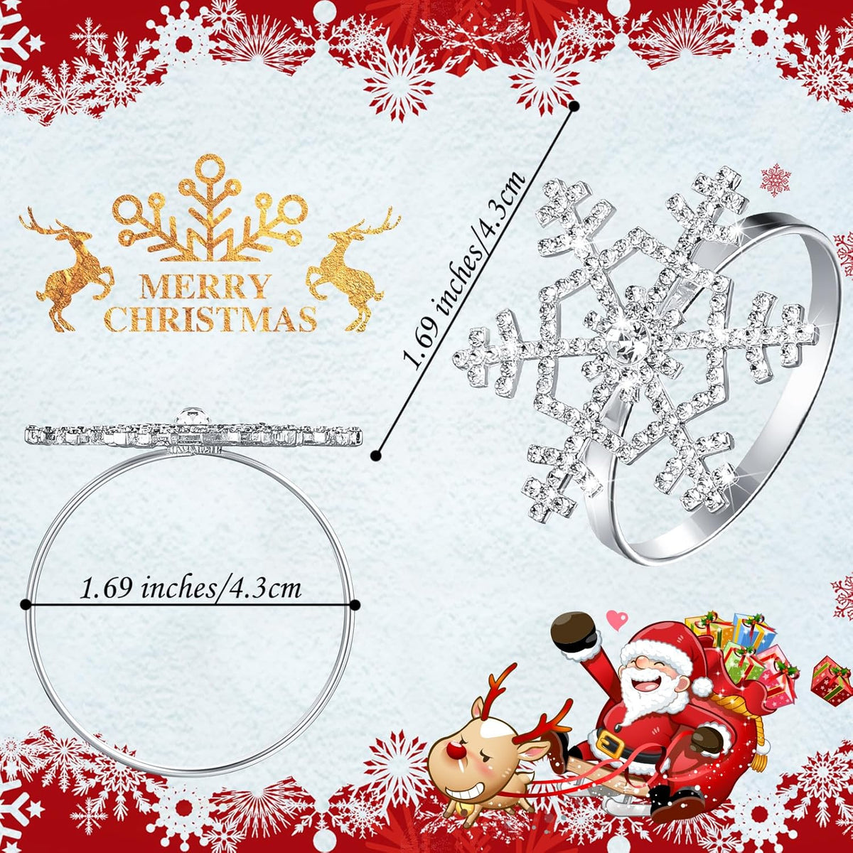 Patelai 100 Pieces Snowflake Napkin Rings Thanksgiving Christmas Napkin Holders Exquisite Household