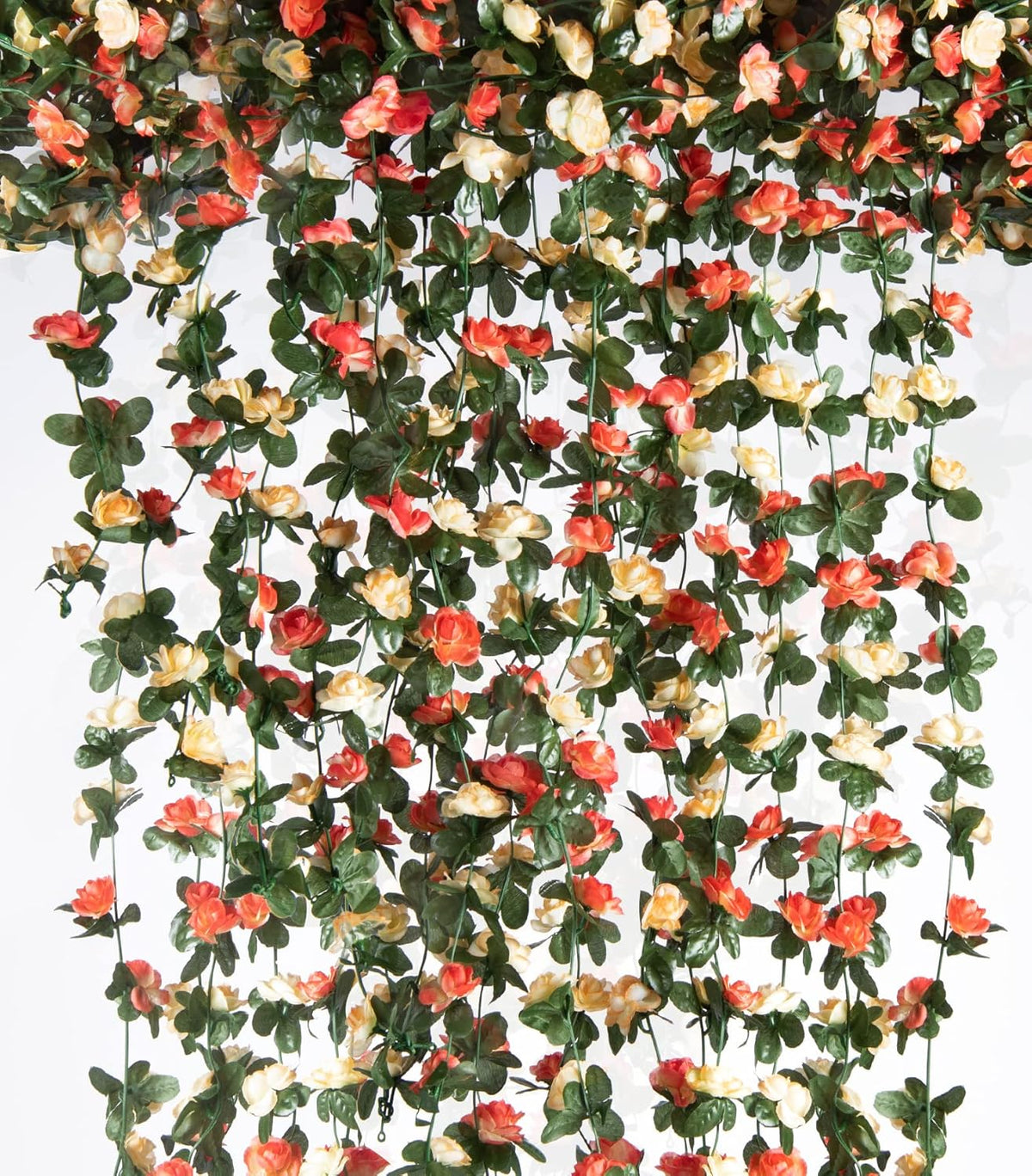 6 Pcs x 8.2 ft Flower Garland Artificial Rose Vine Flowers with Green Leaves Hanging Fake Roses