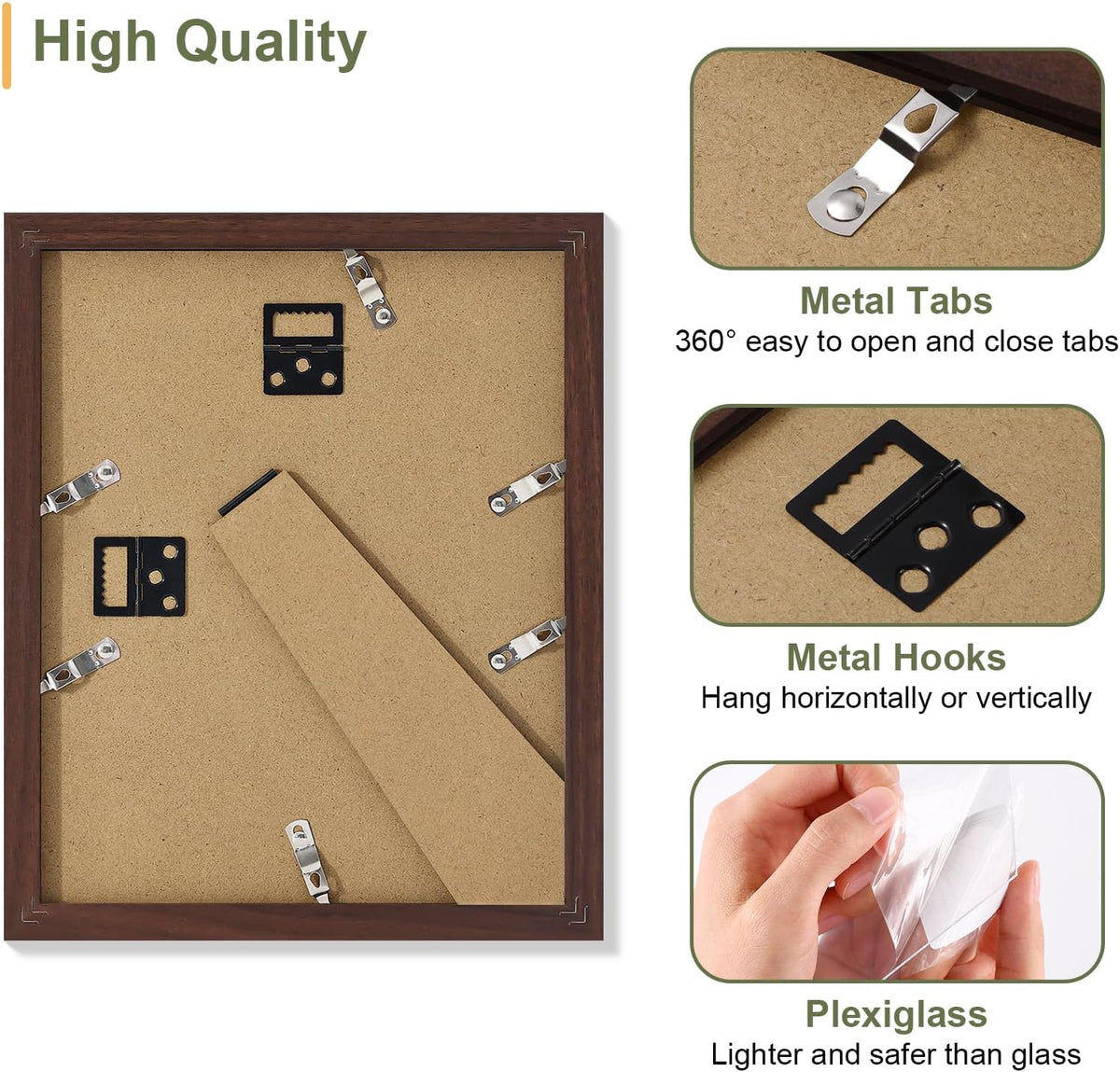 Vittanly 8x10 Collage Picture Frame, Displays 2Pcs 4x6 Pictures with Mat, Photo Frame for Wall