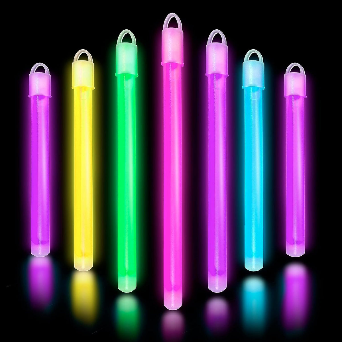Glow Fever Glow in The Dark Sticks - 50 ct 6" Glow Sticks Bulk Party Pack with End Caps & Lanyards