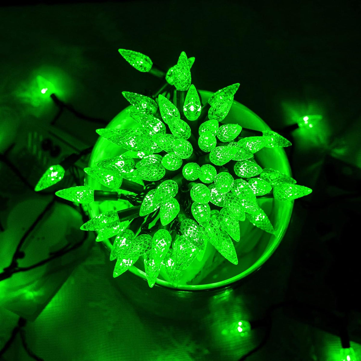 Dazzle Bright C6 Green Christmas Lights, 100 LED 33 FT Outdoor Christmas Lights Waterproof Plug in