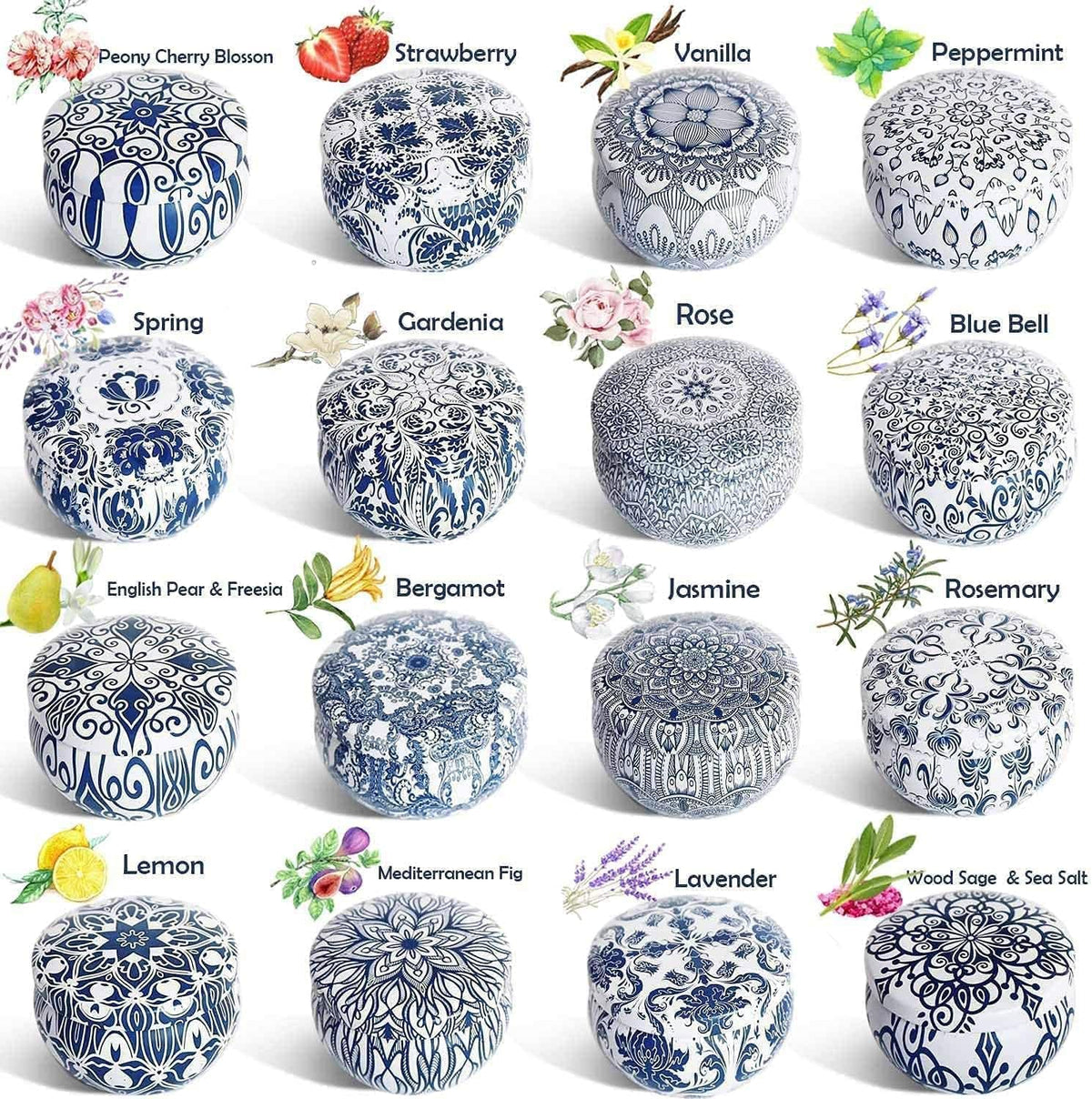 Scented Candles Gifts Set 16 Pack Soy Wax Travel Tin Jar Candles for Home 2.5 OZ for Mom for