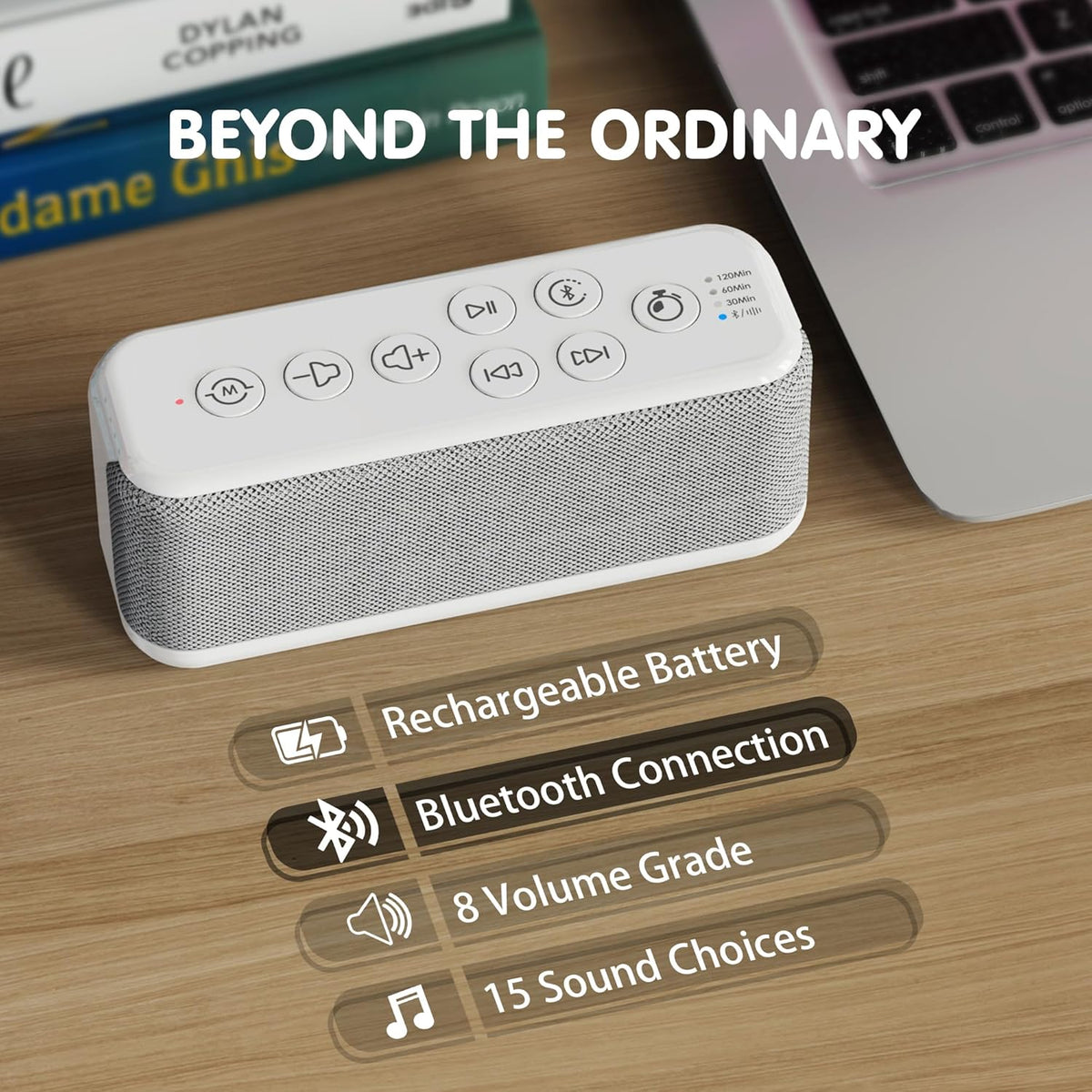 OnLyee White Noise Sound Machine with Bluetooth Speaker, 15 Soothing Sounds, Office Privacy & Noise