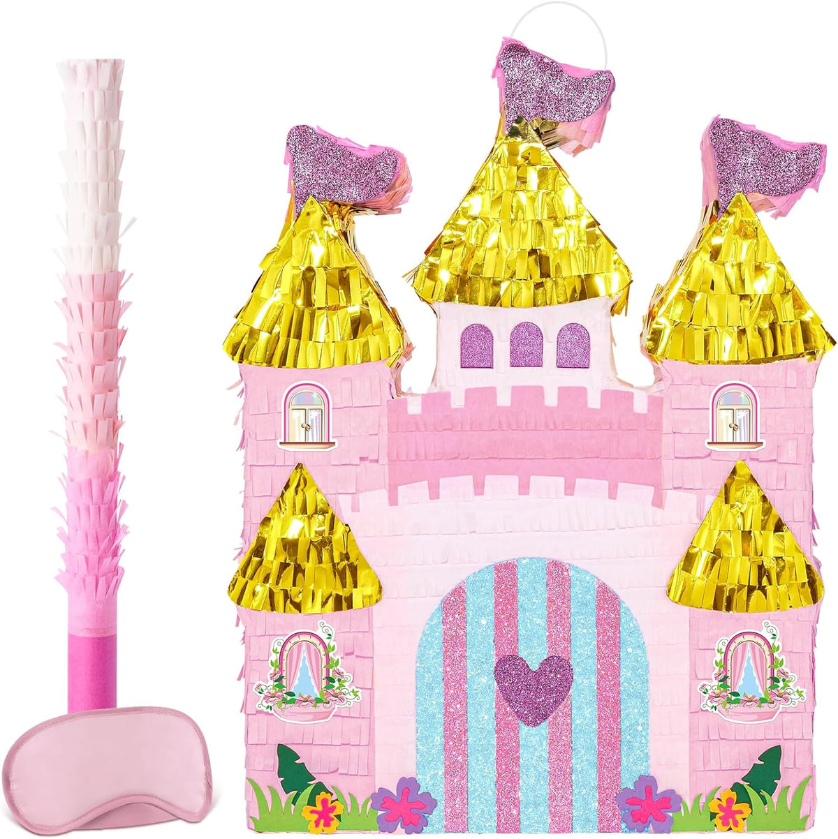 WERNNSAI Princess Castle Piñata - Princess Birthday Party Decorations Pink Princess Piñata with