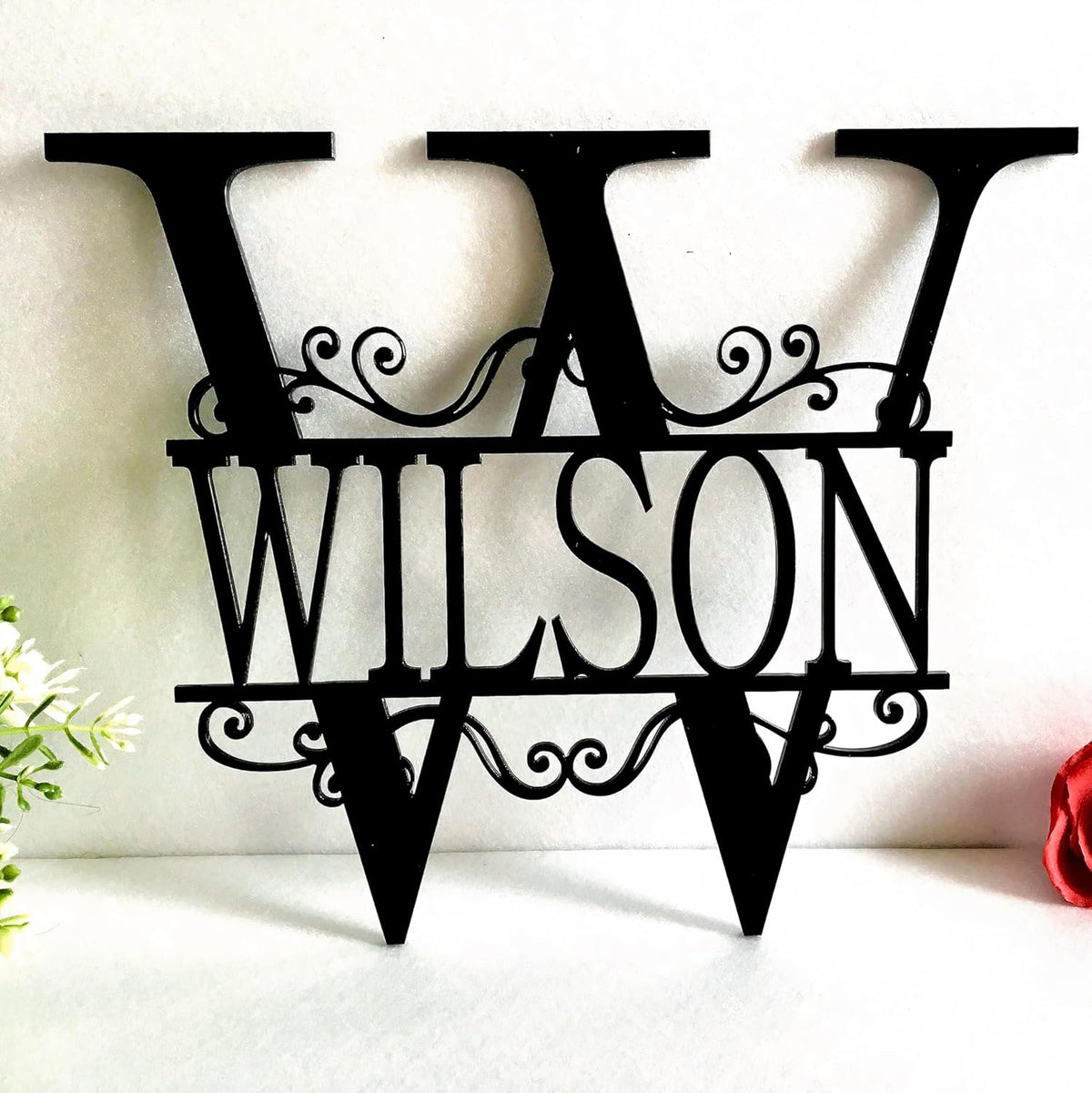 Personalized Metal Name Signs, Split Letter Monogram Wall Decor, Custom Last Name Sign, Family Name