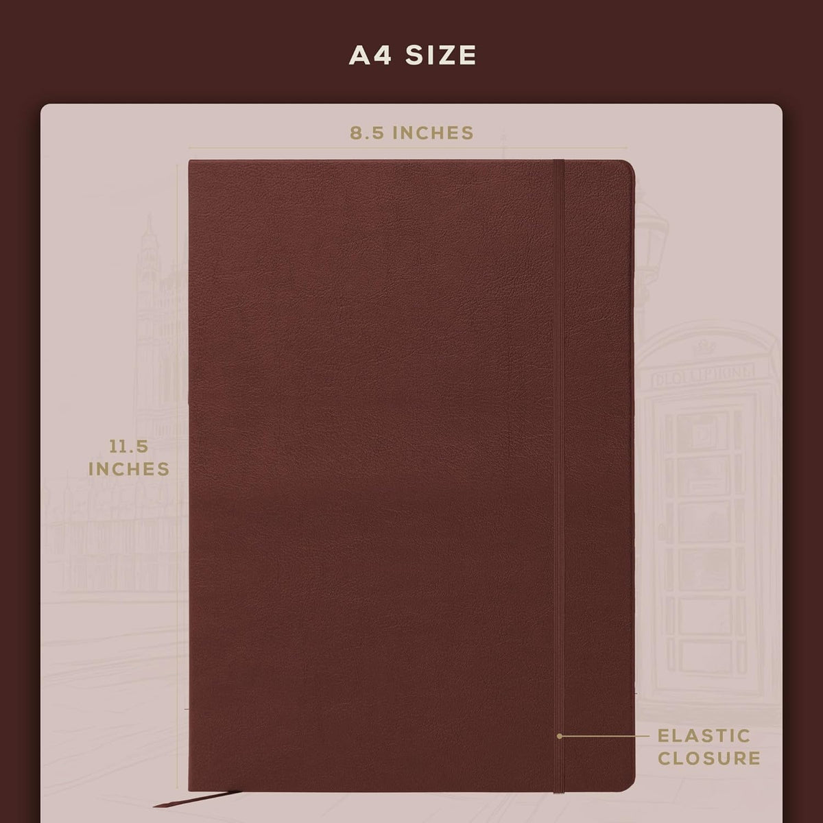 Beechmore Books A4 Sketchbook ??8.5x11 Premium Vegan Leather Bound Large Sketch Book Hardcover with
